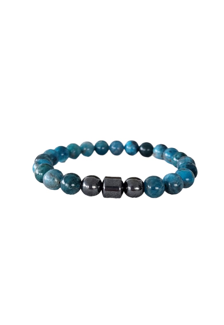 Bratara Barbati din pietre naturale de Apatit si Hematit - margele de 8mm -