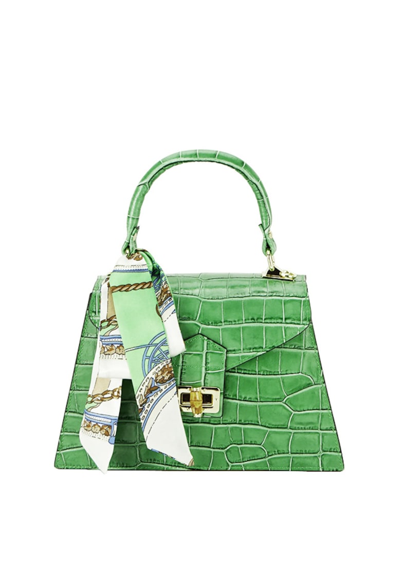 Geanta din piele naturala cu esarfa 8953 121 Negru