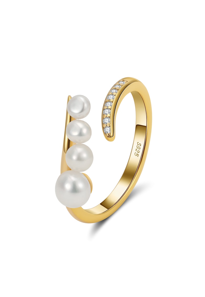 Inel Portofino cu Perle - Argint Placat cu Aur - Ajustabil