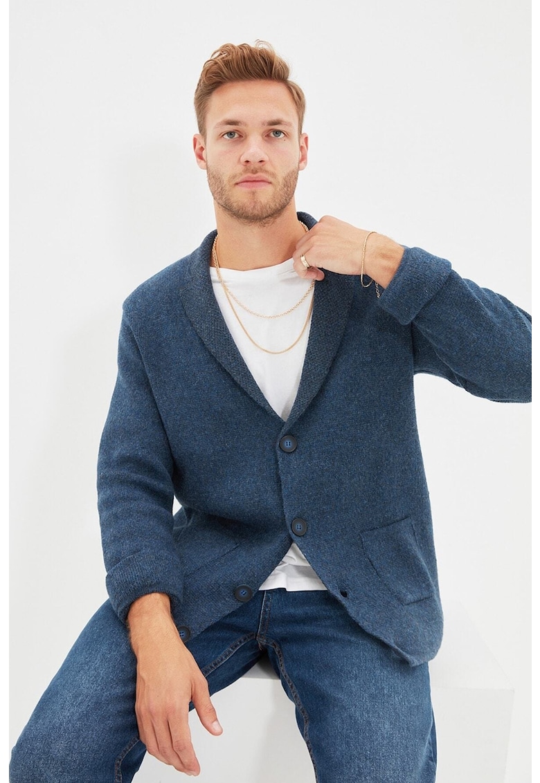 Cardigan din tricot cu revere decupate