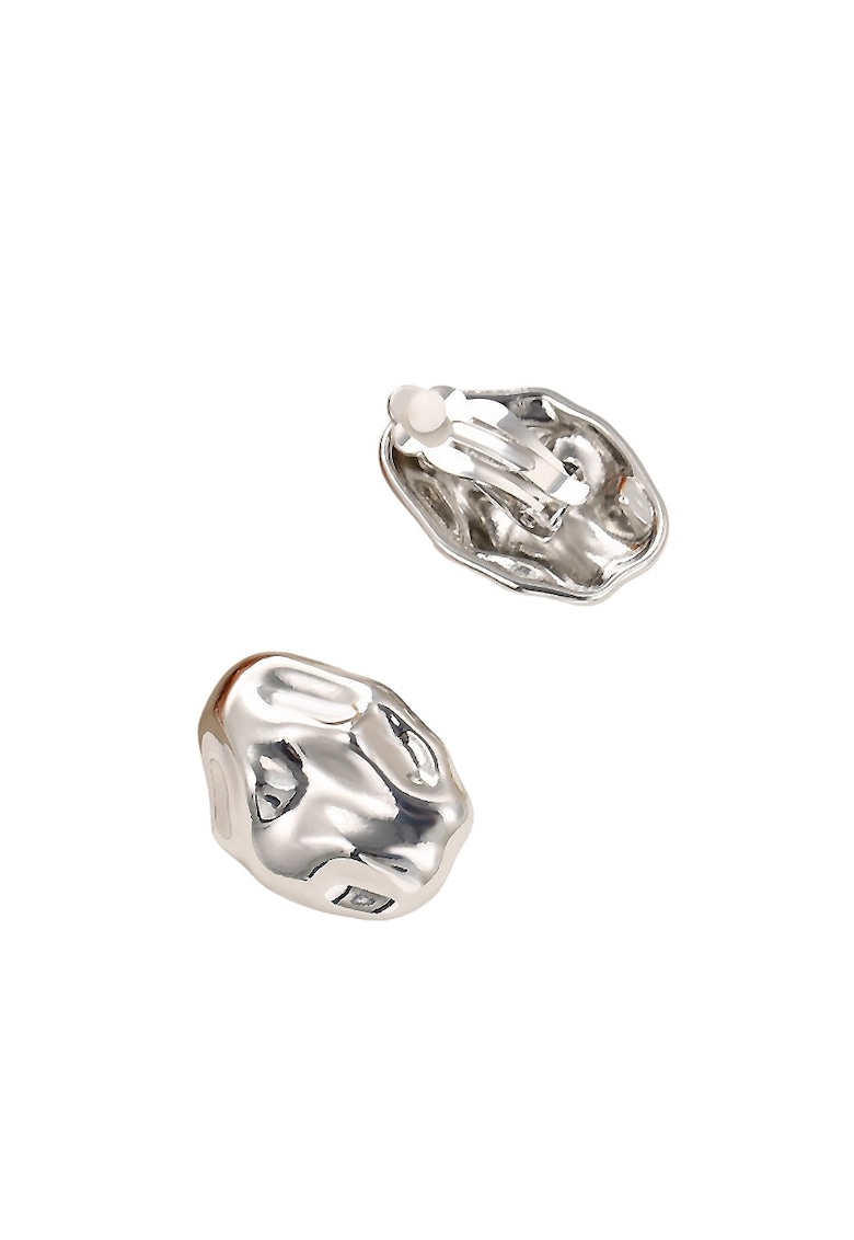 Cercei argintii - cu clips - textura sifonata - Irmela C5 -