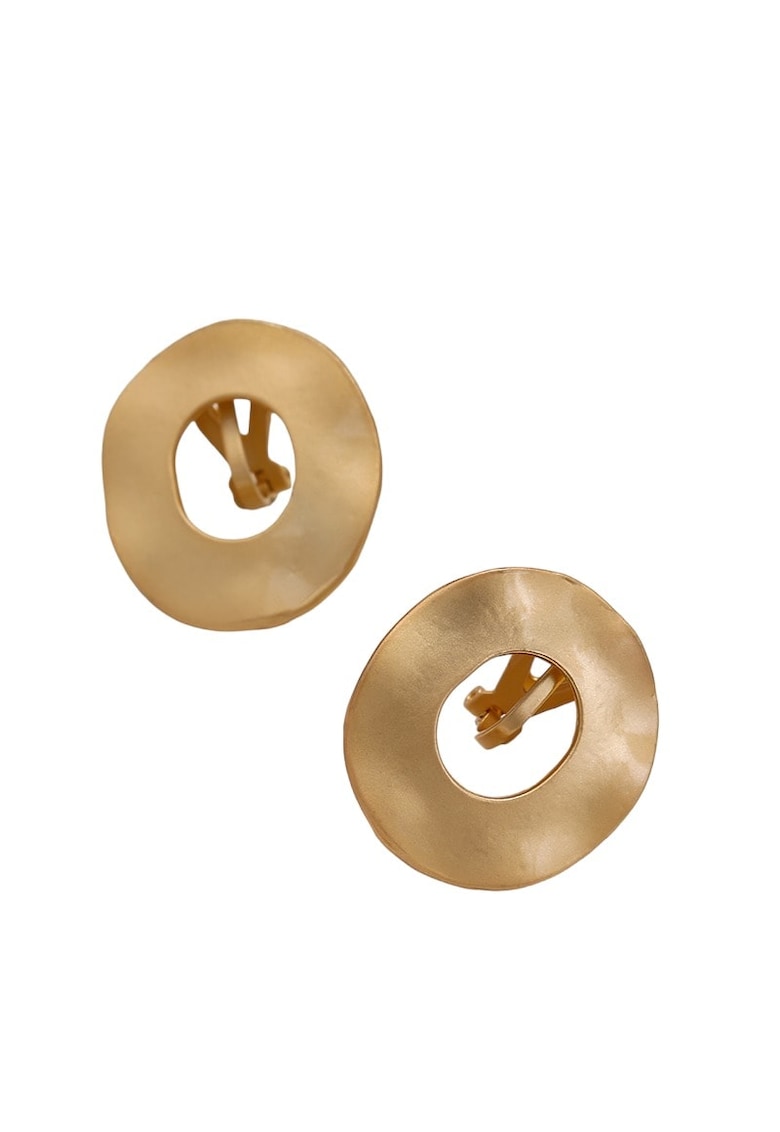 Cercei aurii - cu clips - rotunzi - stil contemporan - Ira C5 -