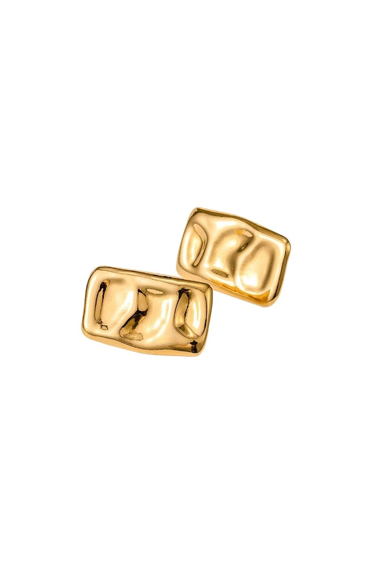 Cercei aurii - cu clips - dreptunghiulari - textura sifonata - Iona C5 -