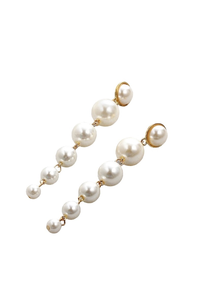 Cercei aurii - cu clips - lungi - cu perle - Irmelin C5 -