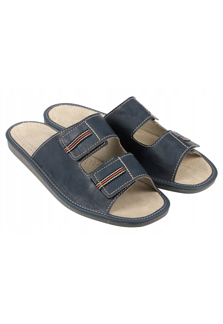 Papuci Piele - Bleumarin