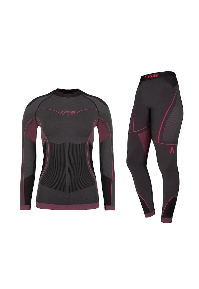 Lenjerie termoactiva dama - S - grafit cu roz - tehnologie fara cusaturi