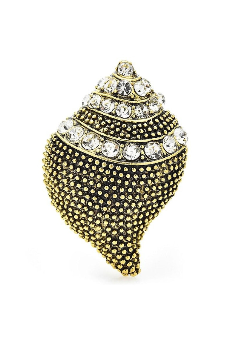 Brosa aurie - forma de scoica - cu pietre - Iva C6 -