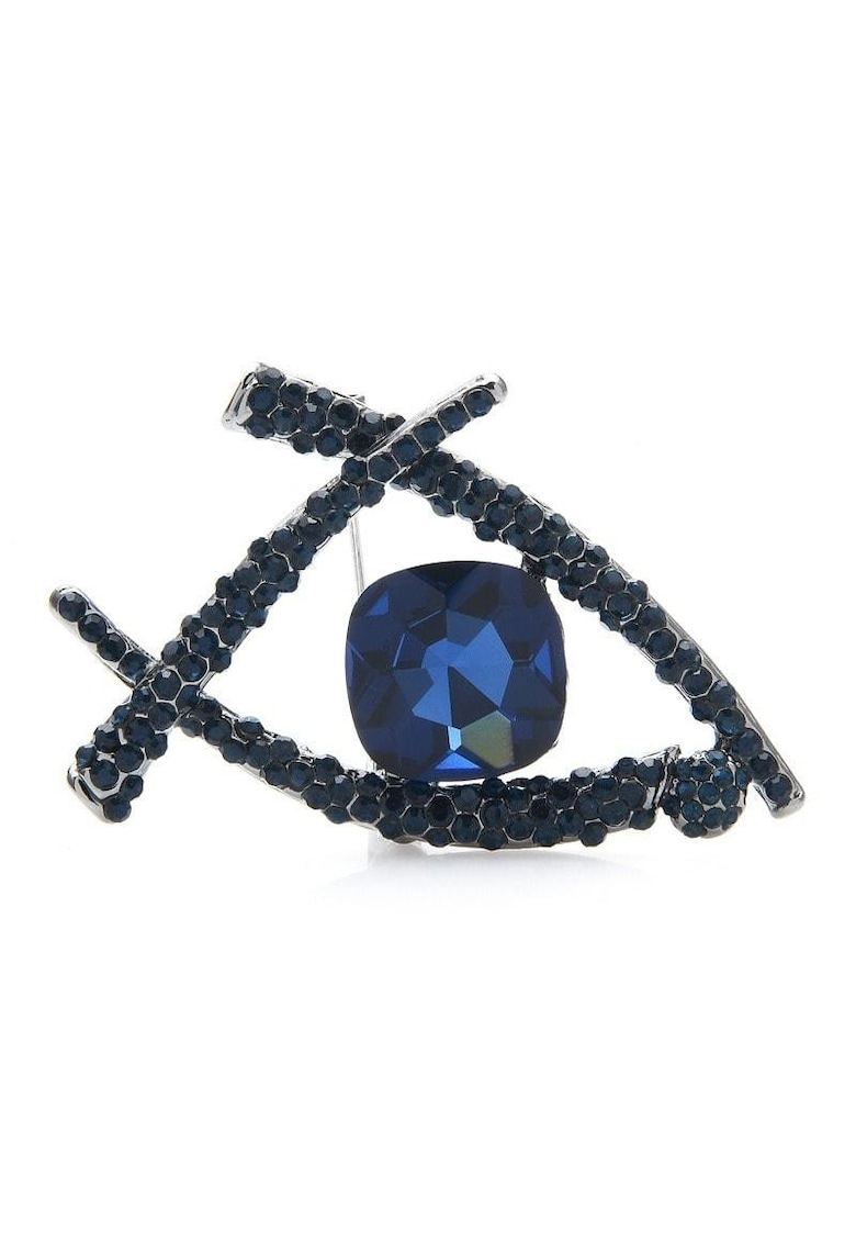 Brosa argintie - cu pietre albastre - forma de ochi stilizat - Isolde C4 - Brosa argintie - cu pietre albastre - forma de ochi stilizat - Isolde C4 -