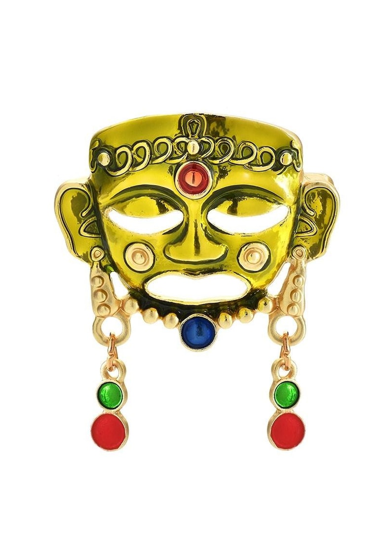Brosa aurie - forma de masca tribala - Isidora C3 -