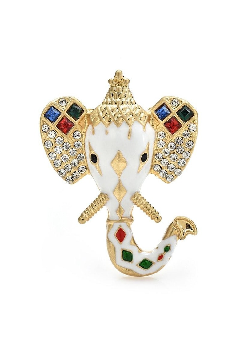 Brosa aurie - forma de cap de elefant - cu pietre - Ise C1 - Brosa aurie - forma de cap de elefant - cu pietre - Ise C1 -