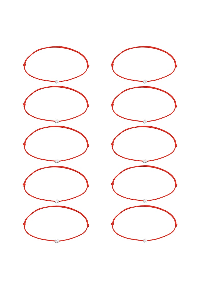 Set 10 bratari Martisor cu Cristale Swarovski - snur rosu reglabil - 1 Martie