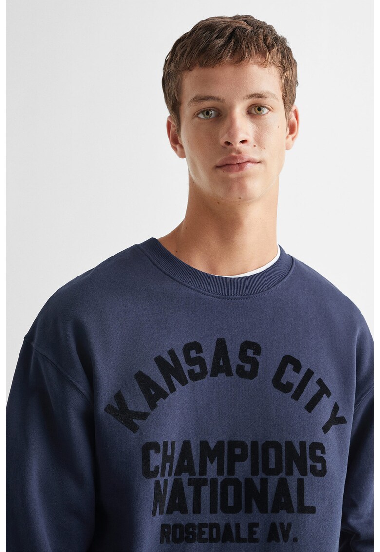 Bluza sport cu imprimeu text kansas