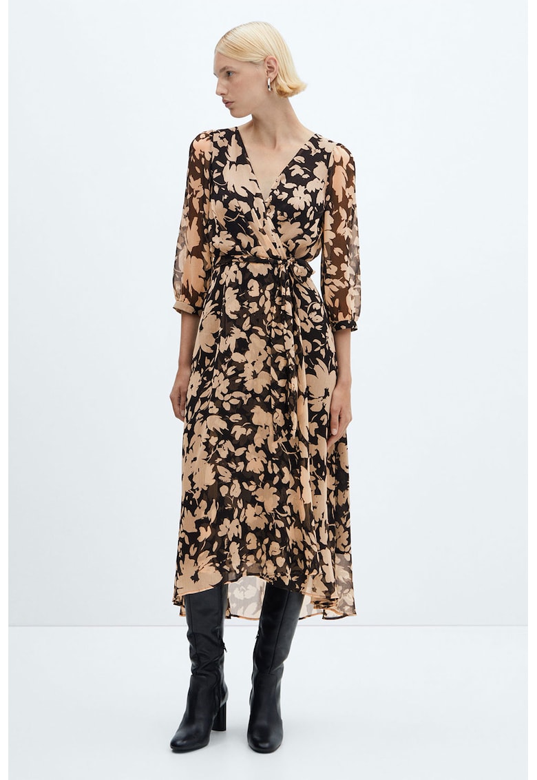 Rochie evazata cu model floral Crodoba