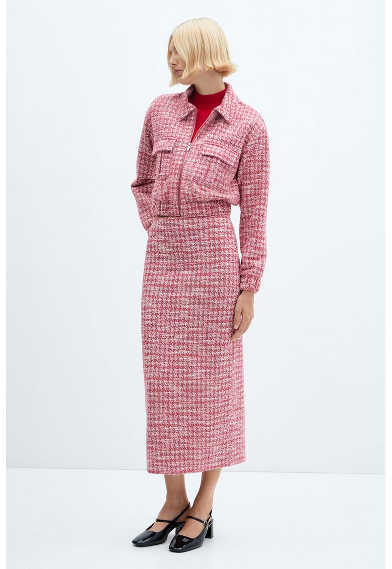 Fusta dreapta cu imprimeu houndstooth Clara