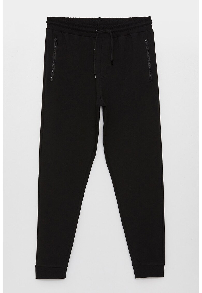 Pantaloni din amestec de bumbac cu buzunare cu fermoar