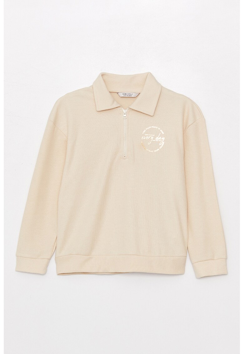 Bluza sport cu maneci cazute si fenta cu fermoar