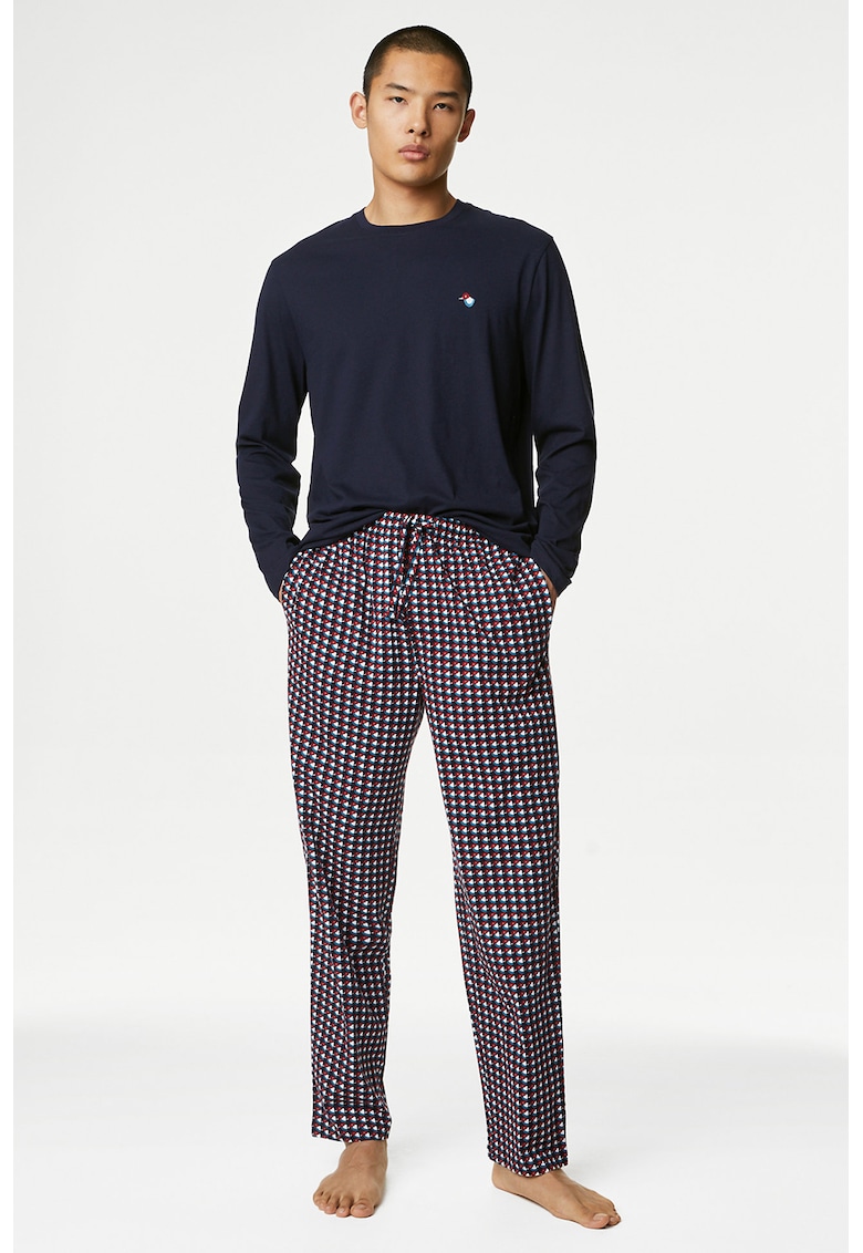 Pijama din bumbac cu buzunare laterale