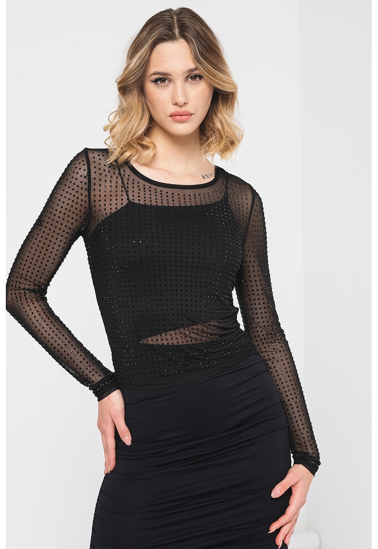 Bluza transparenta cu strasuri