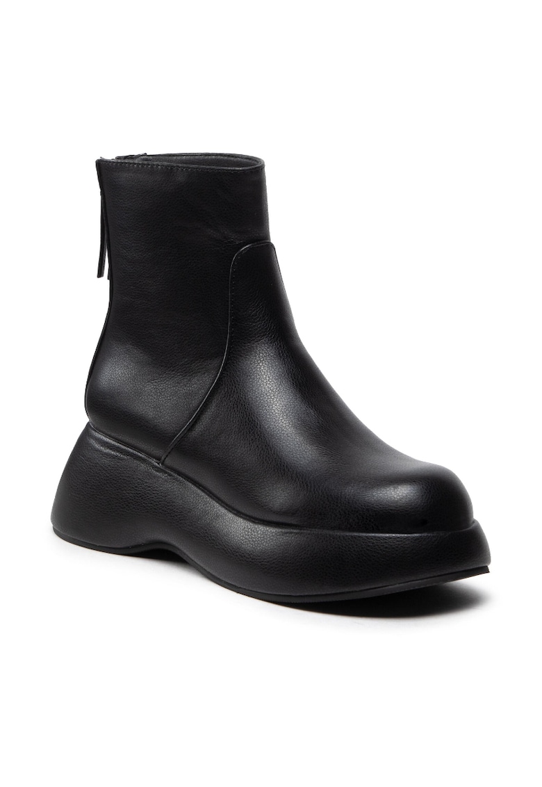 Botine dama - 301704621 - Piele ecologica - Negru