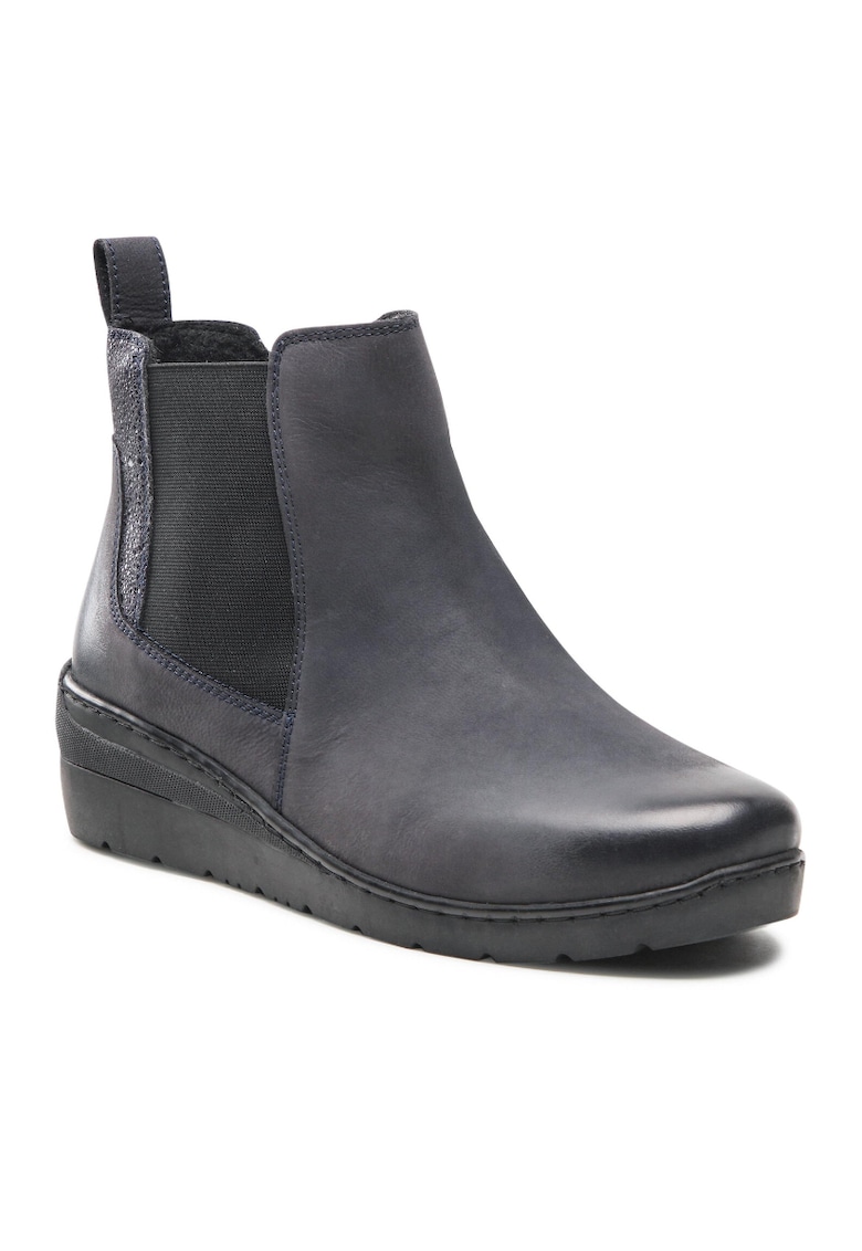 Botine dama - 5904248947095 - Piele nabuc - Albastru marin - Bleumarin