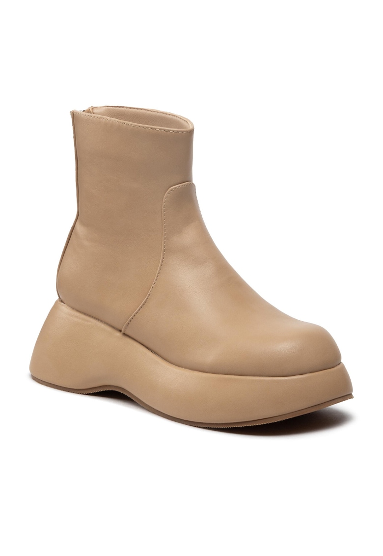 Botine dama - 301704645 - Piele ecologica - Bej