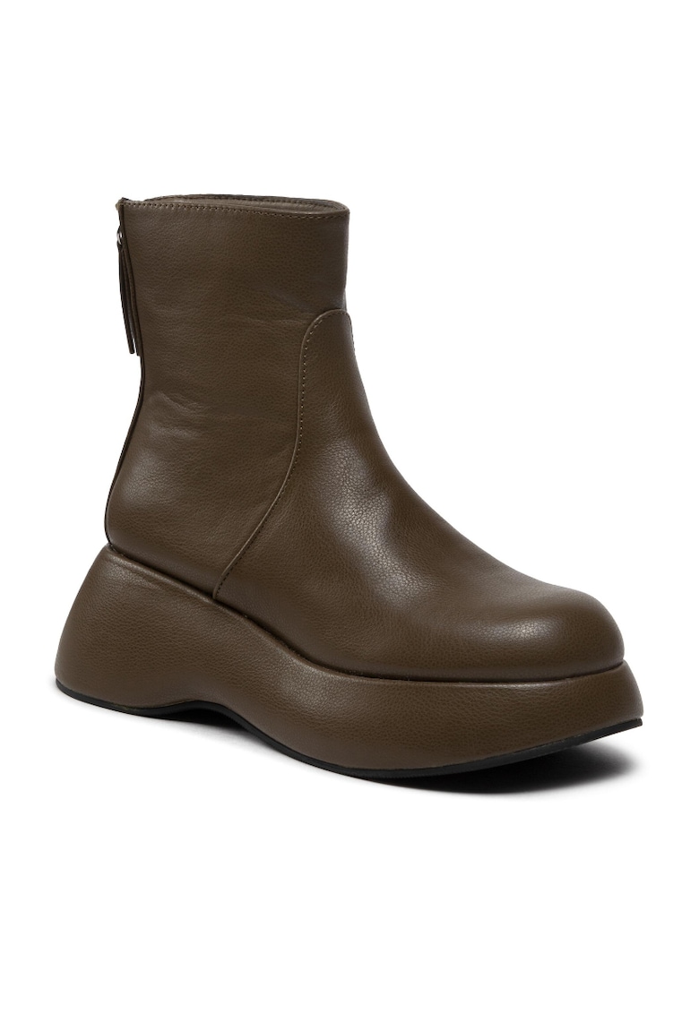 Botine dama - 301704638 - Piele ecologica - Verde