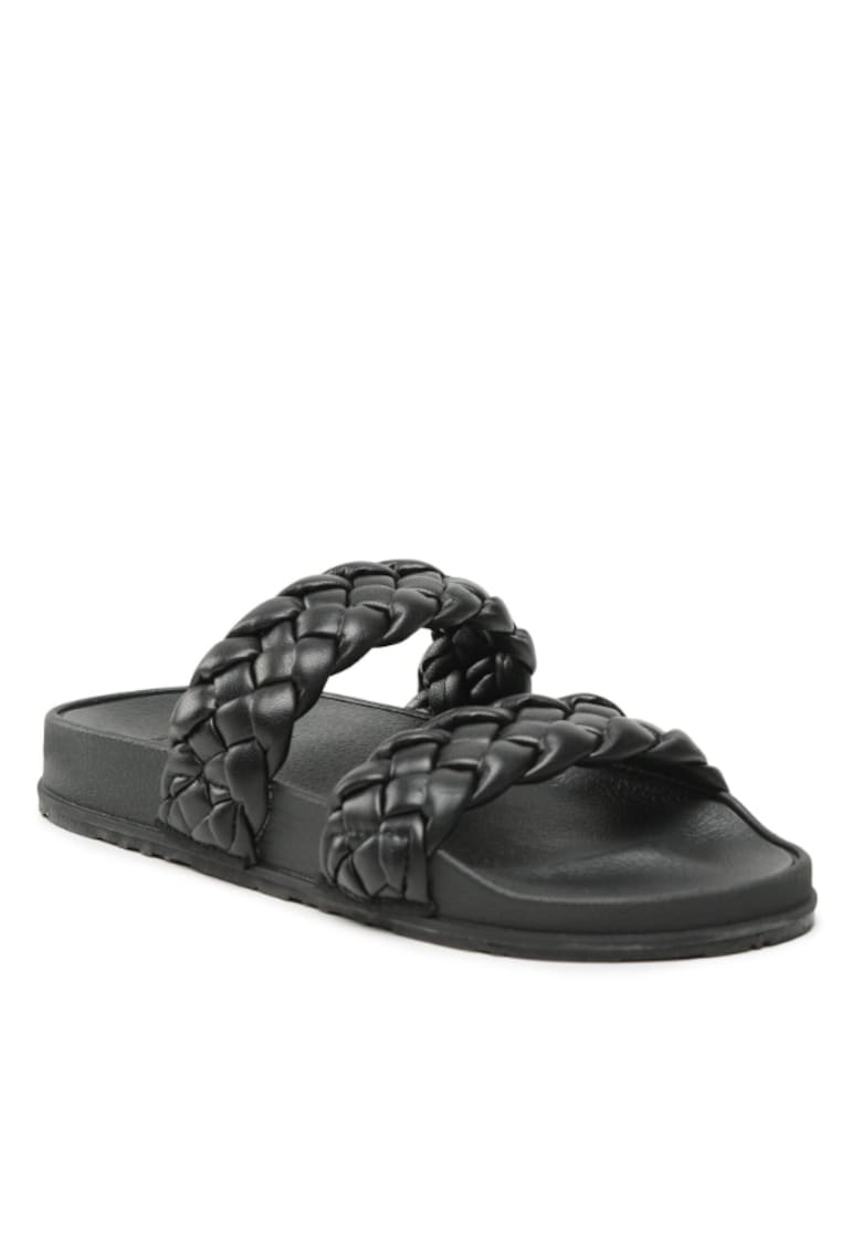 Papuci flip-flop dama - Piele ecologica - Negru