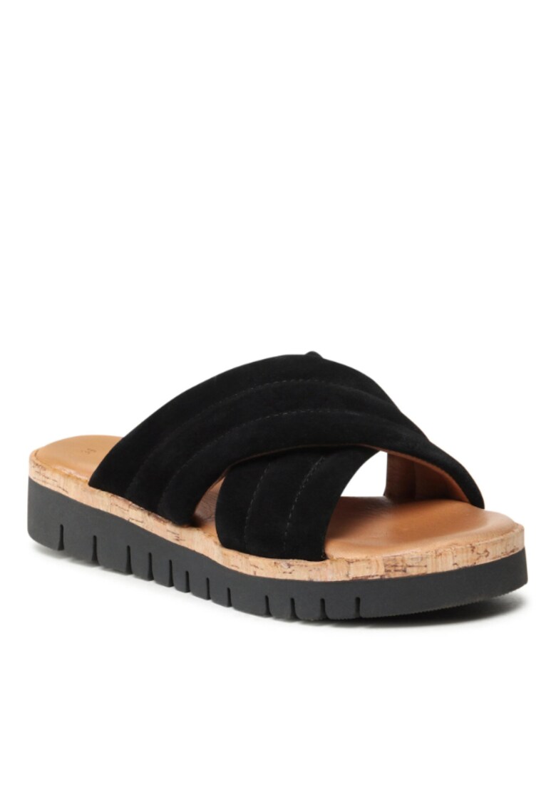 Papuci flip-flop dama - Piele naturala - Negru