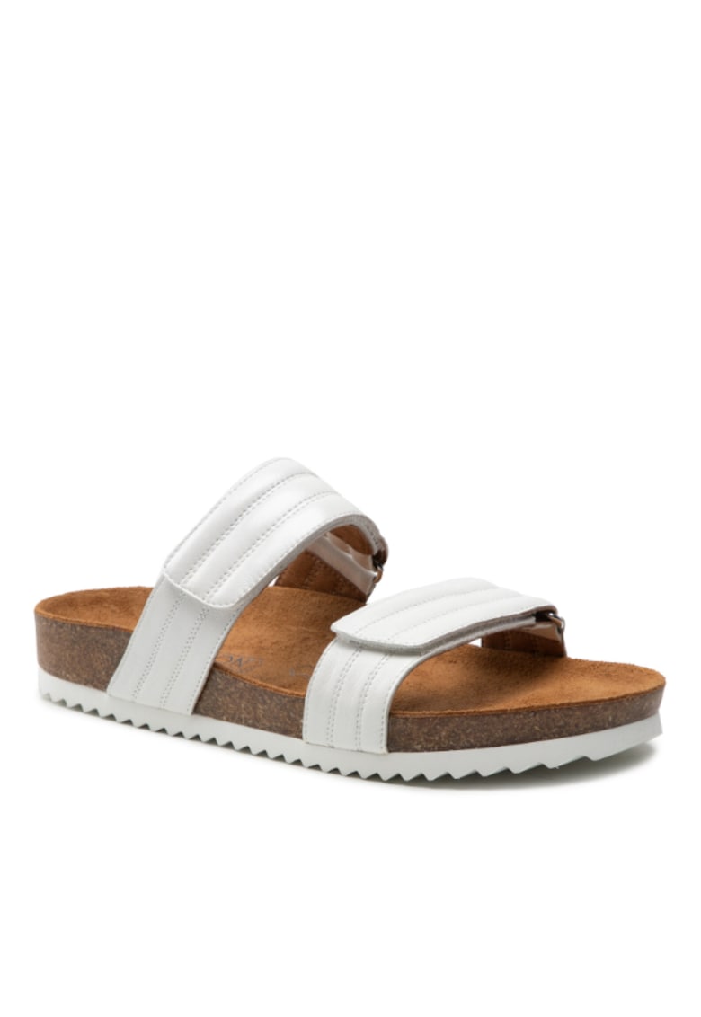 Papuci flip-flop dama - Piele naturala - Alb