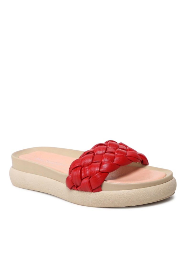 Papuci flip-flop dama - Piele naturala - Rosu