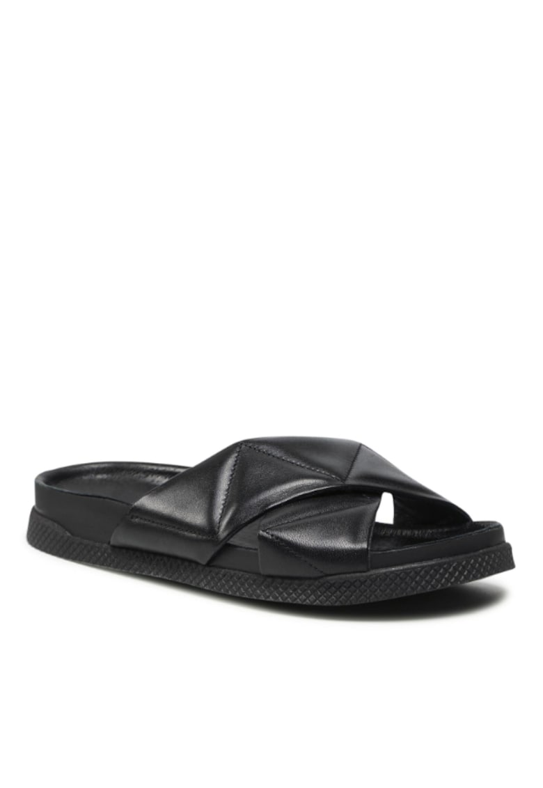 Papuci flip-flop dama - Piele naturala - Negru