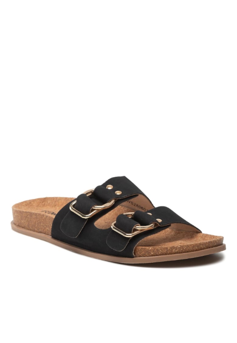 Papuci flip-flop dama - Piele ecologica - Negru