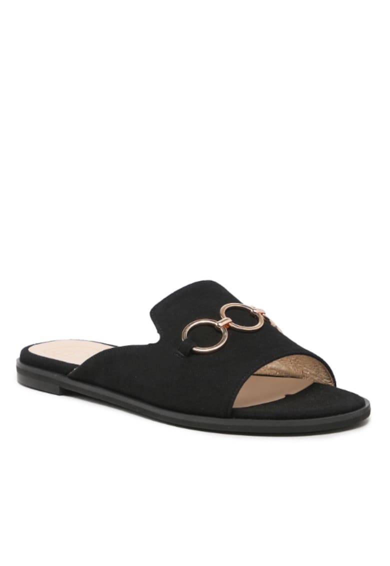 Papuci flip-flop dama - Piele naturala - Negru