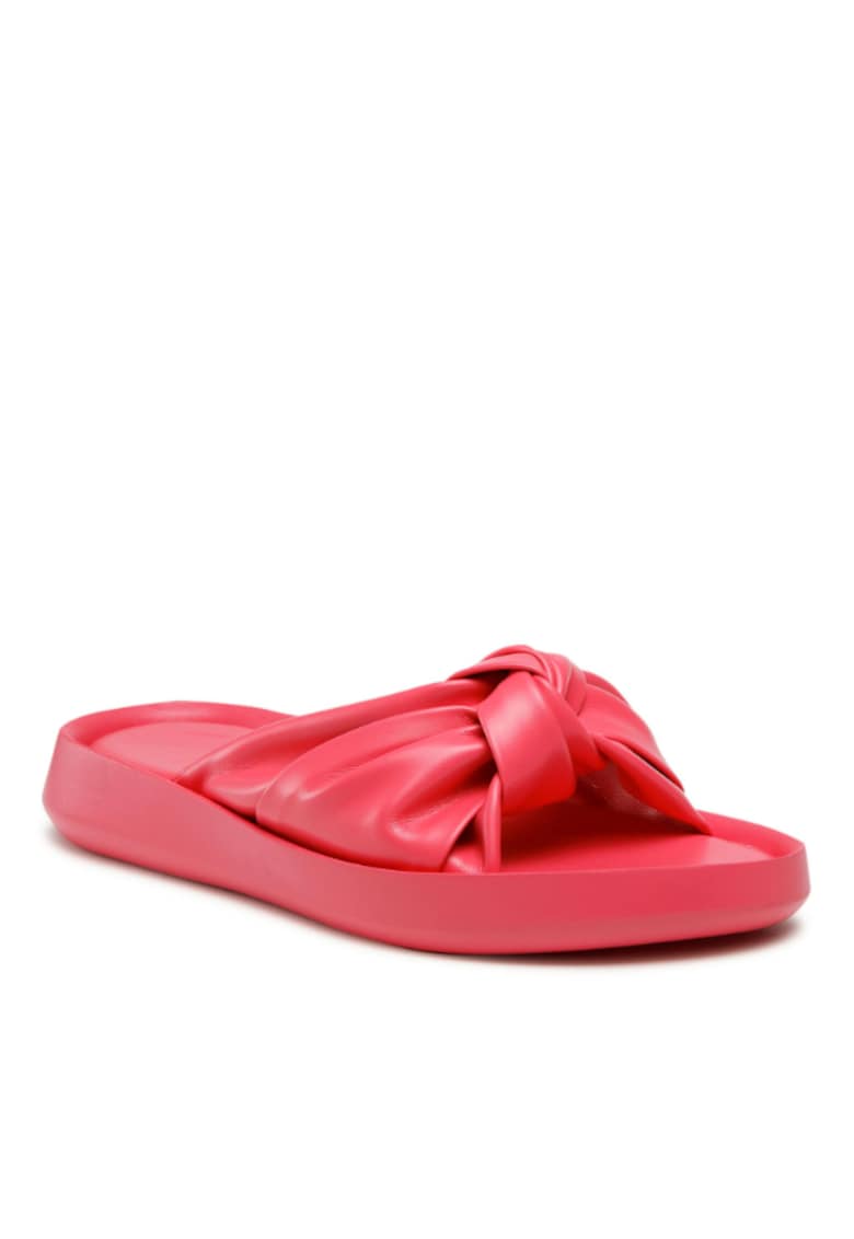 Papuci flip-flop cu funda dama -  Piele ecologica - Roz