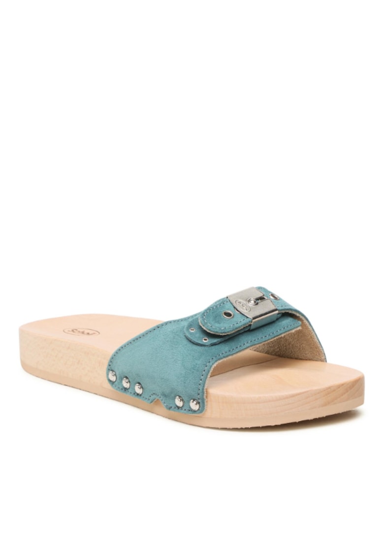 Papuci flip-flop dama - Piele naturala - Albastru