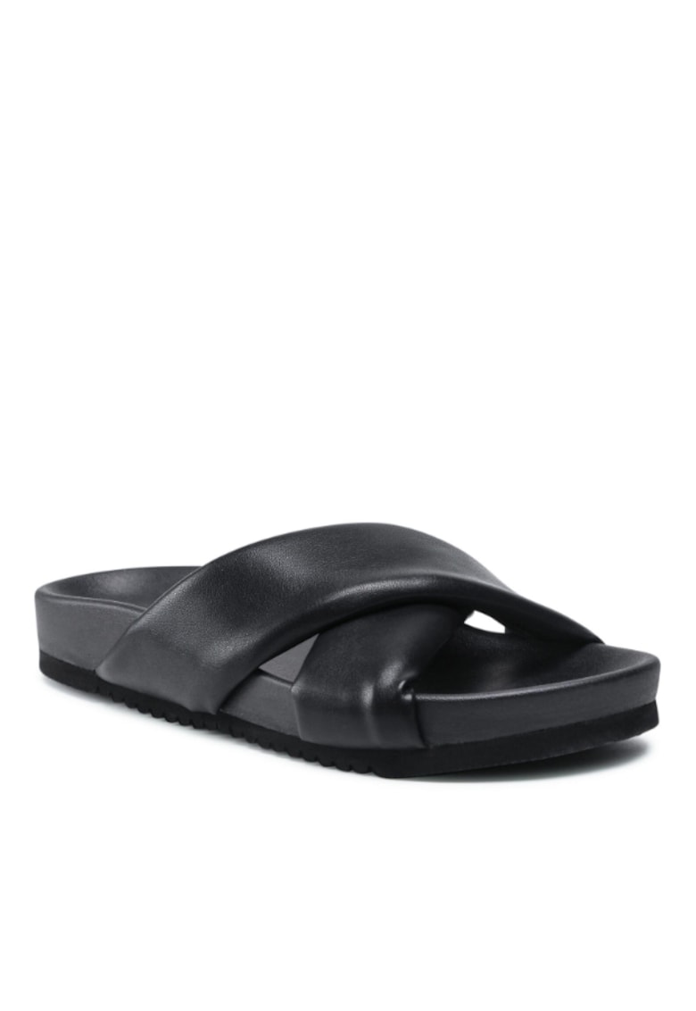 Papuci flip-flop dama - Piele ecologica - Negru