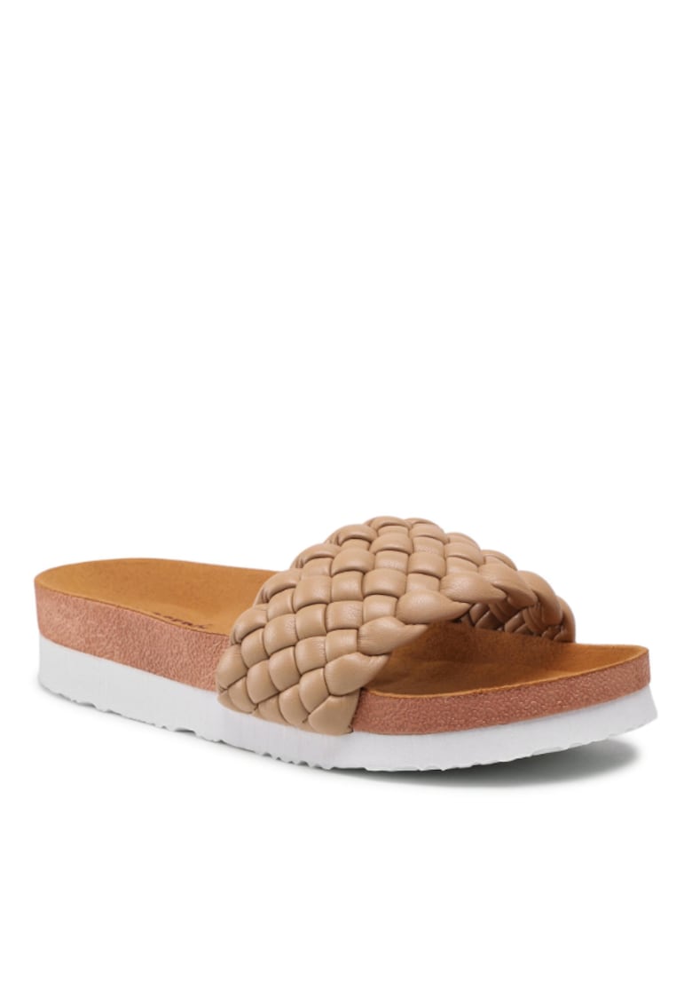 Papuci flip-flop dama - Piele ecologica - Bej