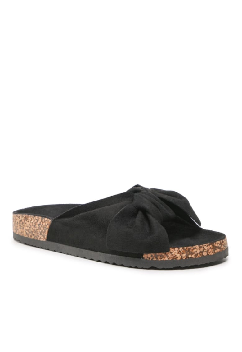 Papuci flip-flop cu funda pentru dama - Textil - Negru