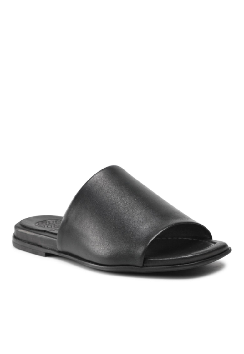 Papuci flip-flop pentru dama - Piele naturala - Negru