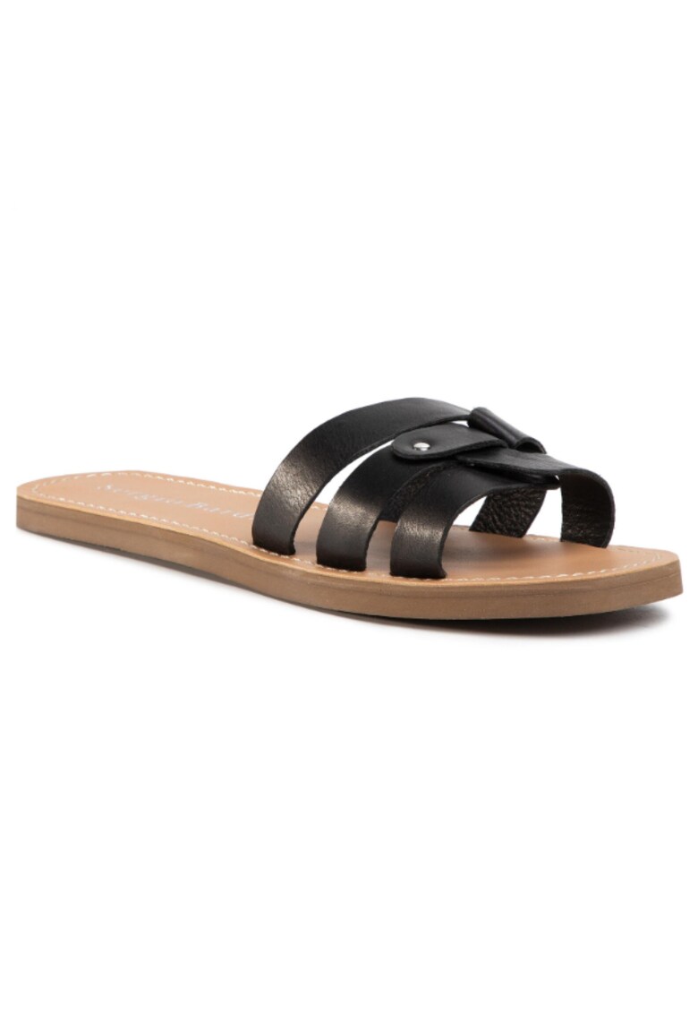Papuci flip-flop dama - Piele naturala - Negru