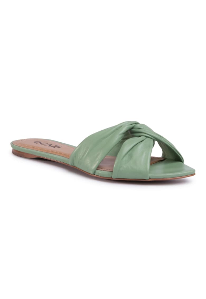 Papuci flip-flop dama - Piele naturala - Verde