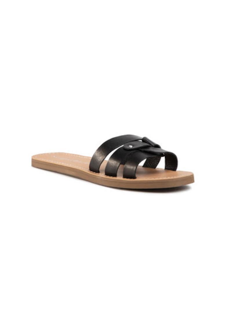Papuci flip-flop dama - Piele naturala - Negru