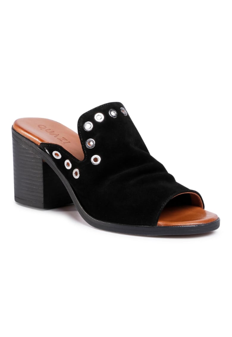 Papuci flip-flop cu platforma dama - Piele naturala - Negru Papuci flip-flop cu platforma dama - Piele naturala - Negru