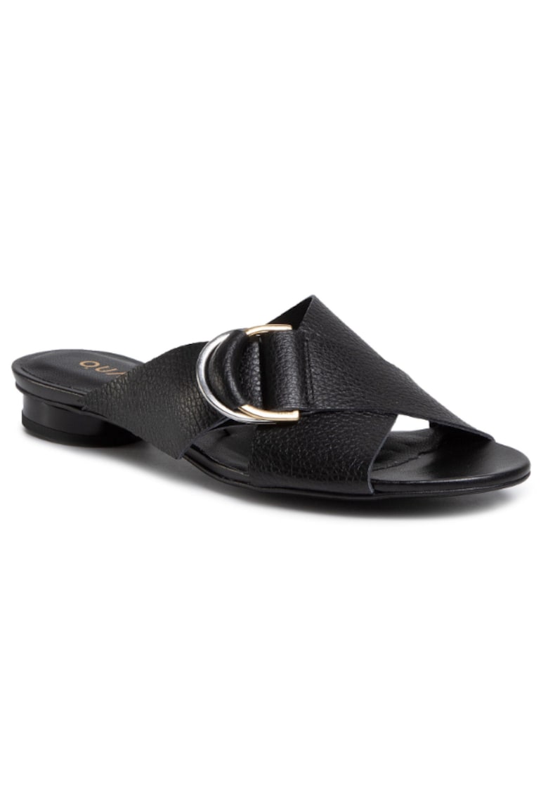 Papuci flip-flop dama - Piele naturala - Negru