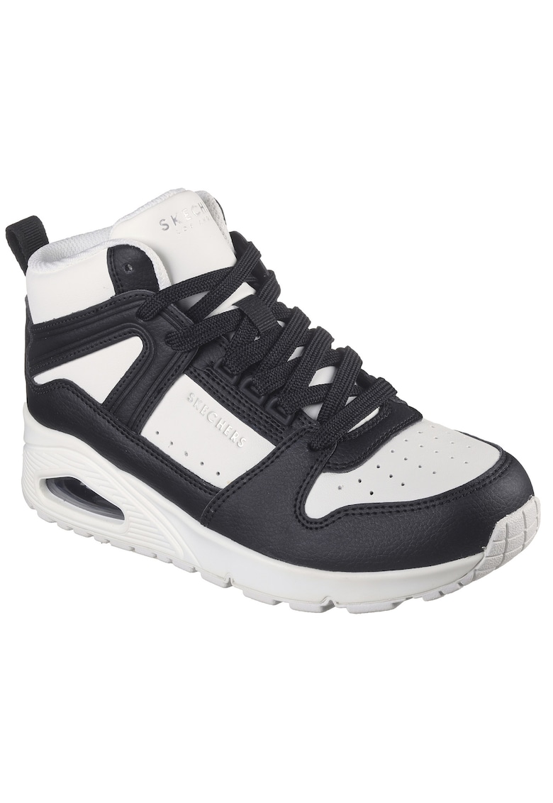 Pantofi sport medii de piele ecologica Uno Regards - Alb/Negru