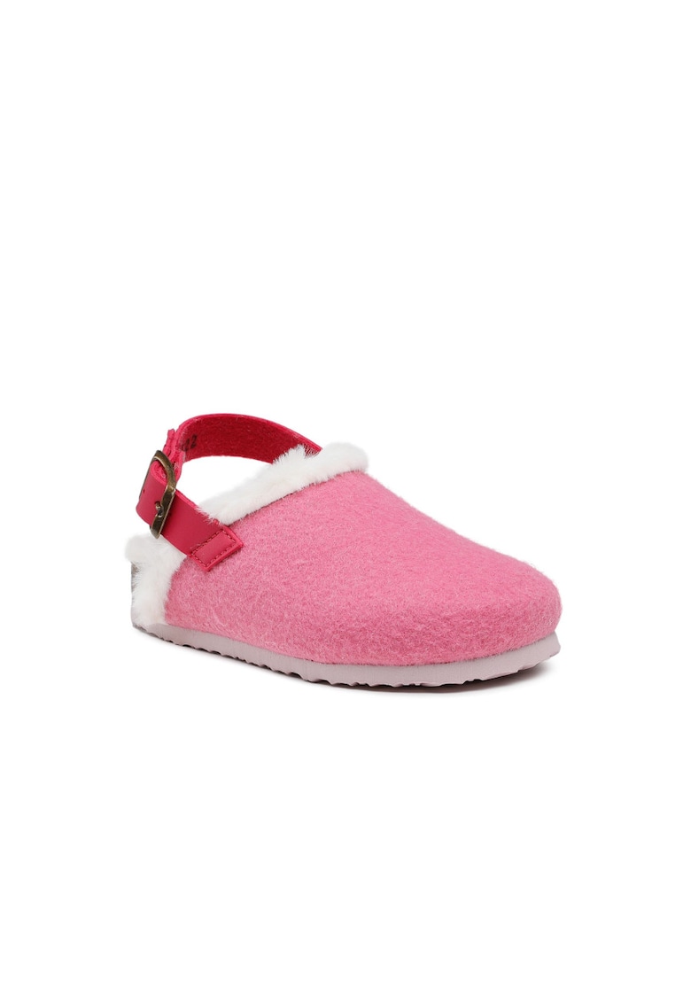 Papuci de casa pentru fete cu catarama -  Textil - Roz