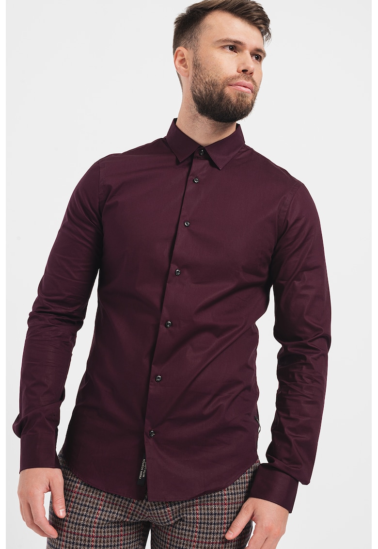 Camasa slim fit cu model uni