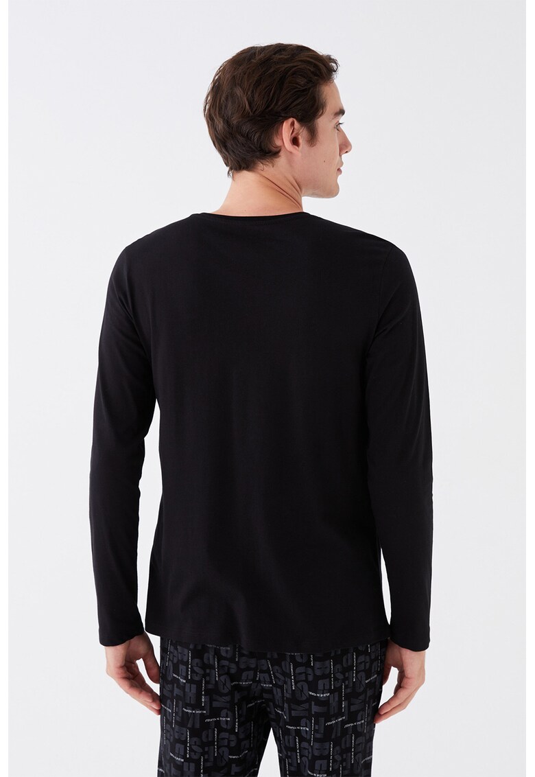 Bluza de bumbac cu decolteu la baza gatului