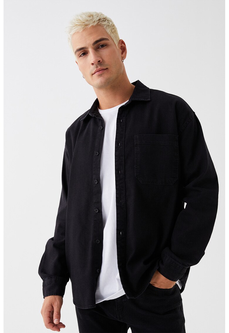 Camasa din denim cu guler ascutit