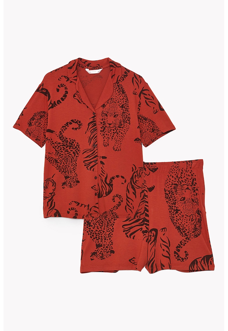 Pijama scurta cu imprimeu cu animale